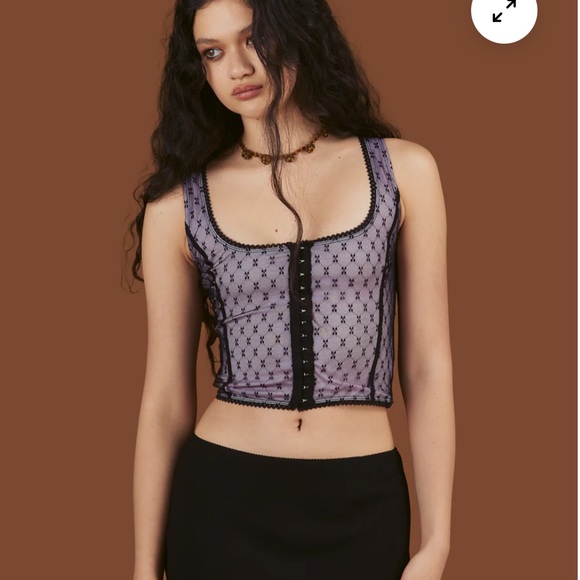 Unif dew crop top mesh corset style goth - Picture 1 of 5
